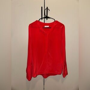 Equipment Femme Kenley 100% Silk Flare Sleeve Red Blouse Size Medium